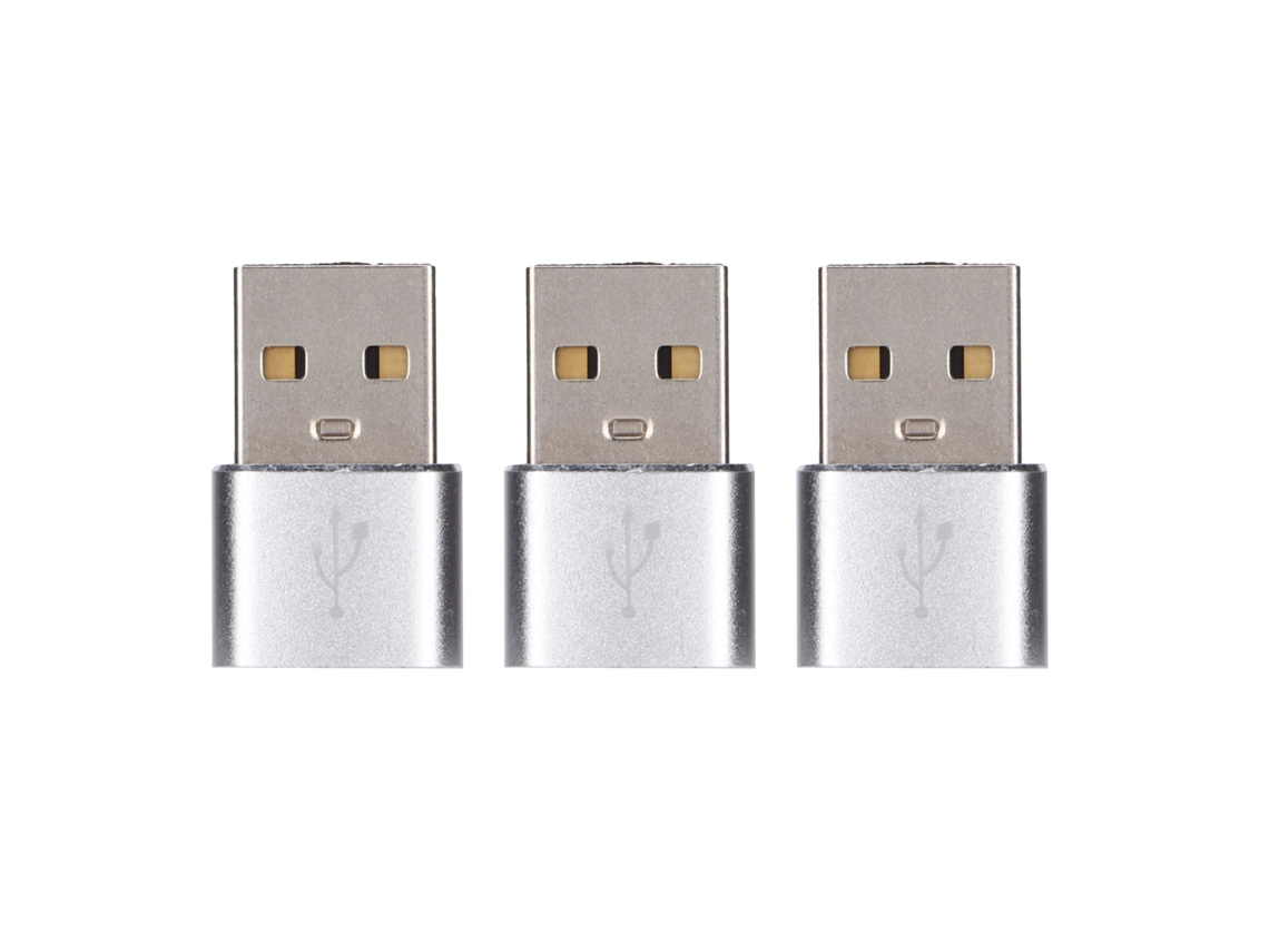 Adaptadores USB 2.0 Mali Macho para Tipo C Fêmea de Metal para Laptop e Celular Prata
