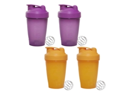 Ferramenta 4Pcs Protein Powder Shaker Cup Milkshake Copo de Plástico-Roxo + Laranja Pacote com 4 Garrafa 20 Onças Bolas Batedor UISAVE