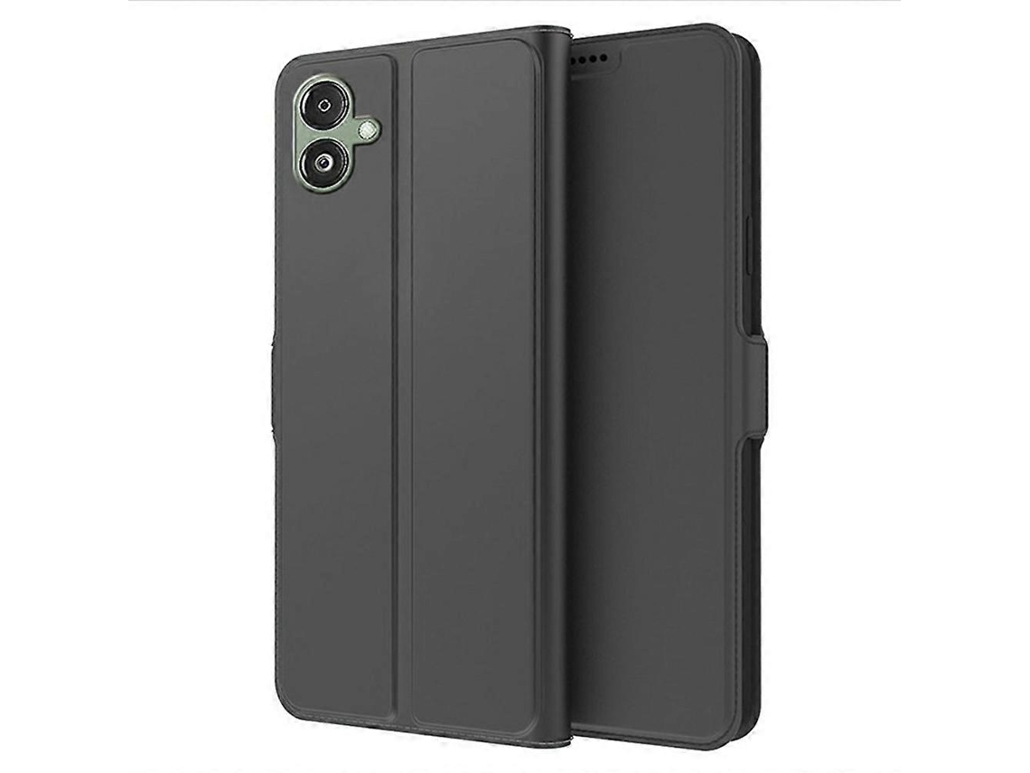 Capa Tkdaddy Para Samsung Galaxy A07 4g À Prova De Choque Tpu Com Revestimento Interno De Couro E Compartimento Para Cartão, Preta