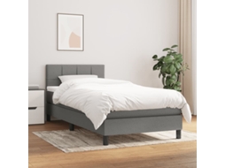 Vidaxl Cama Com Molas/colchão 100x200 Cm Tecido Cinza-escuro