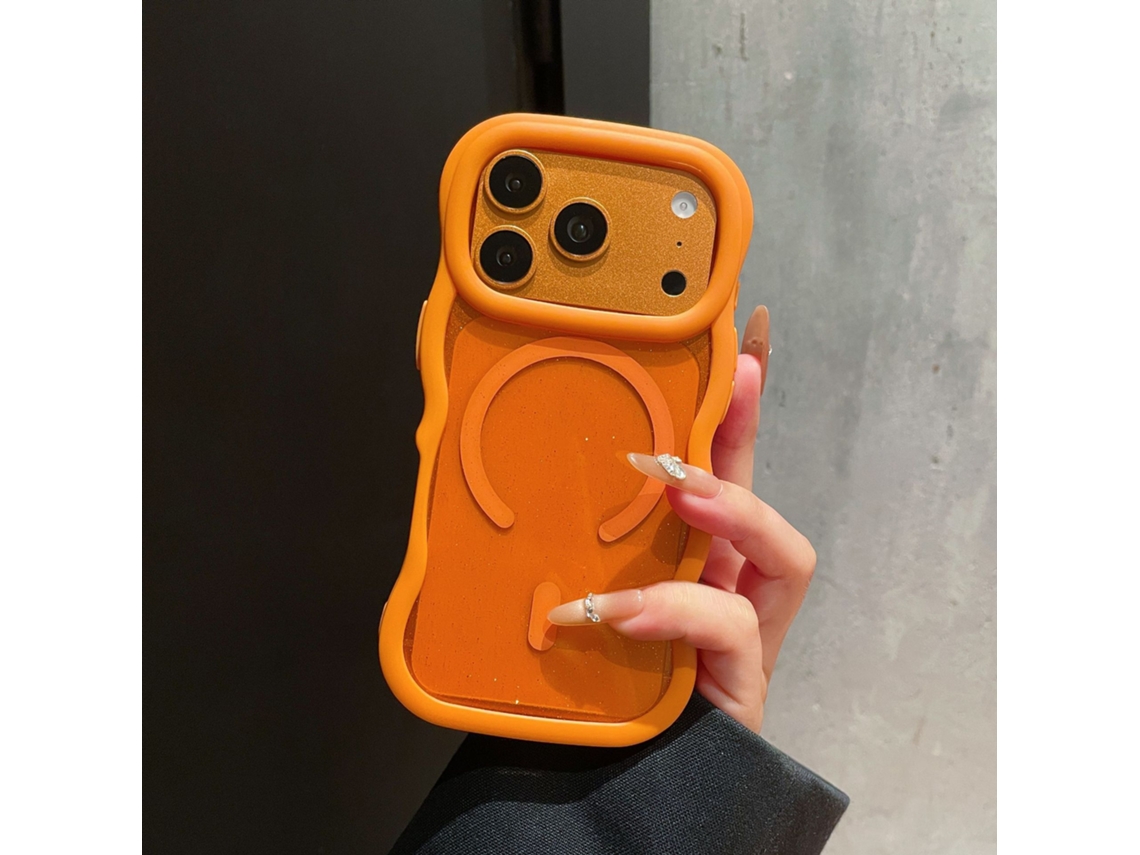 Capa Magnética Roxa Para Iphone 18 Pro Max, Com Moldura Ondulada E Encaracolada, Compatível Com Magsafe Laranja Hexinyigjly