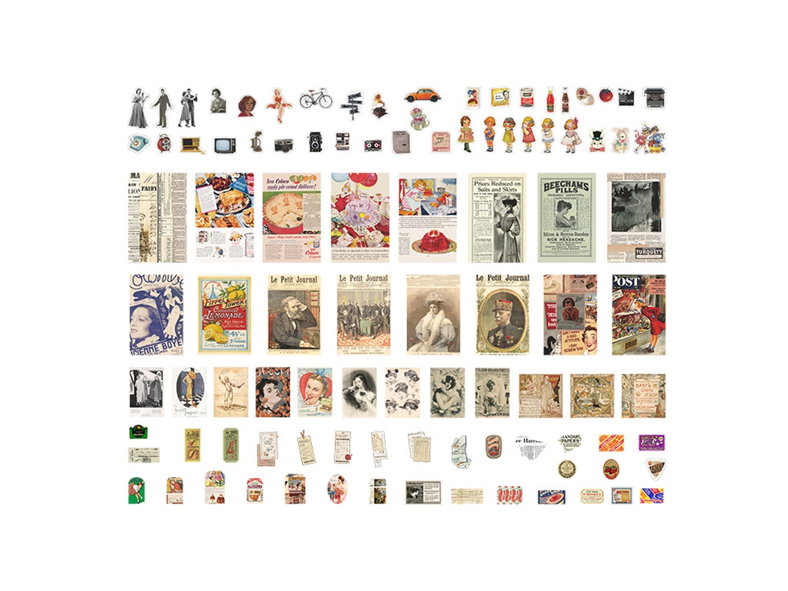 Adesivos Vintage Para Scrapbooking 200 Pçs, Kit Retrô Para Artesanato, Diário, Álbum, Diy