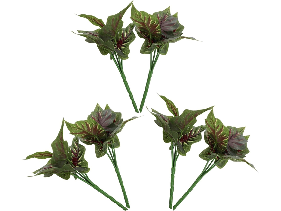 Planta Artificial Verde, Conjunto De 6 Peças Em Plástico Verde.