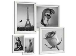 Conjunto De Pinturas Paris Estiloso Em Preto E Branco Espelharte (5 Peças)
