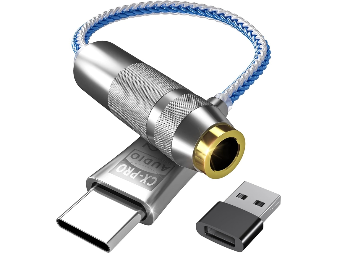 Cabo de áudio 3,5 mm para USB C, para fones e MP3, AQUAFORGE