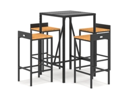 Conjunto 5 de Bar P/ Jardim VIDAXL Vime Pe/Acácia Maciça Preto