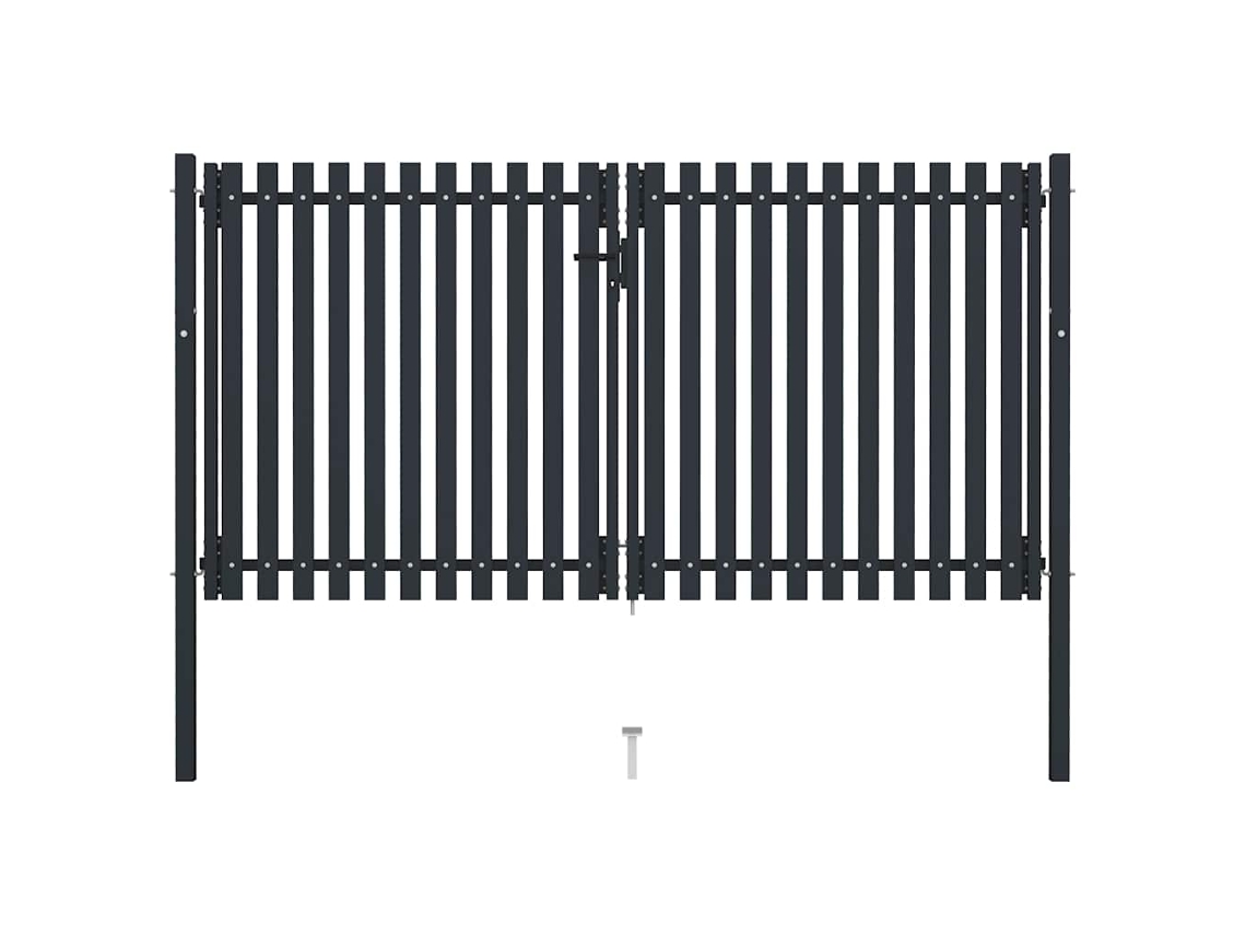 Vidaxl Portão De Cerca De Porta Dupla Em Aço 300x150 Cm Antracite