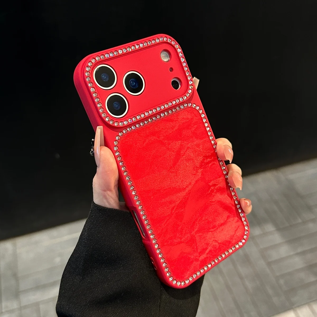 Capa De Celular De Veludo Brilhante Com Estampa De Montanha Nevada (iphone 14 Pro Max Vermelho), Resistente A Impactos.