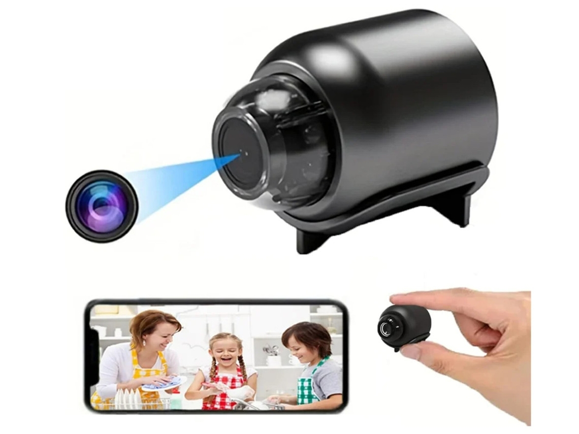 Minicâmera de segurança Bestvite X5 HD 1080p WiFi para uso interno e externo, preta
