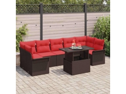 Vidaxl Conjunto De Sofá De Jardim 8 Unid. Castanho