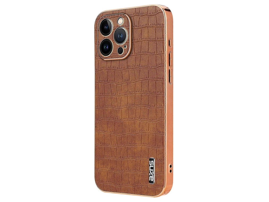 Capa Azns Para Iphone 13 Pro Max Com Textura De Crocodilo E Galvanoplastia Em Putpu
