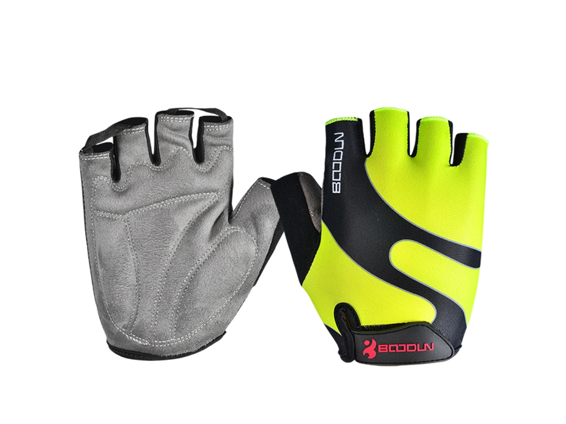 (verde Fluorescente Xl) Luvas De Ciclismo Unissex Antiderrapantes De Meio Dedo Com Proteção Solar