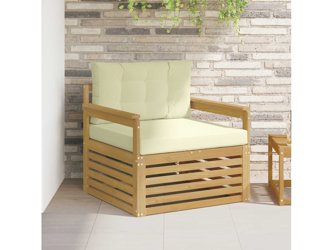 Vidaxl Sofá Exterior Poliéster Branco E Creme