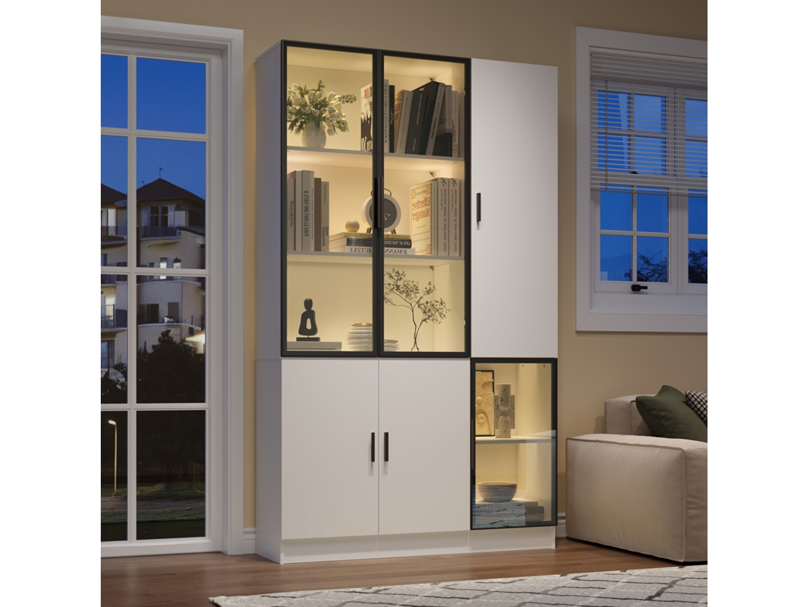 Vitrine De Vidro 200 Cm, Led, Multiuso Alumínio.