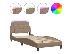 Bed Frame, Bed Frames Vidaxl Marrom Couro Artificial (90 X 190 Cm)