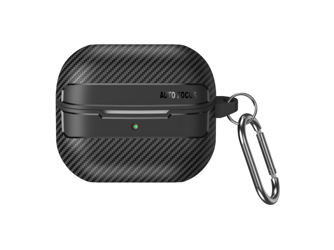 Capa Protetora Halinuia Fibra Carbono Mosquetão Modelo Bg3 (compatível Galaxy Buds3/3 Pro, Textura Fibra Com Gancho Metal)