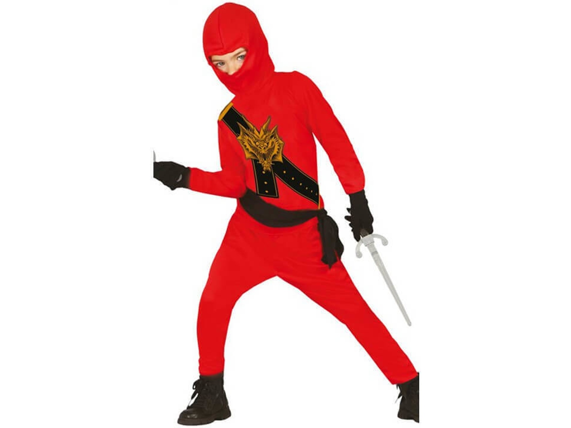 Fato de Menino DISFRAZZES Ninja Vermelho (Tam: 5 a 6 anos)
