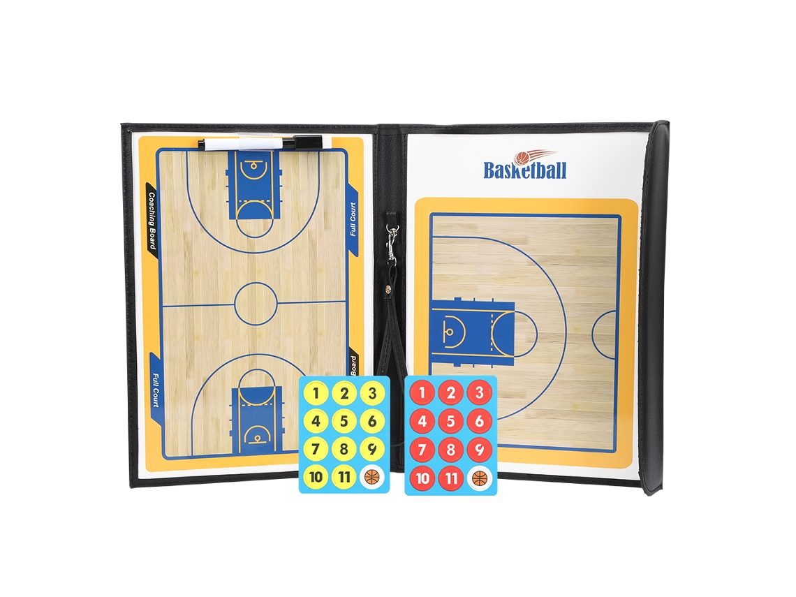 tablero de táctica desportiva plegable de couro PU impermeável antideslizante magnético para treinadores de basquetebol | S/MARCA