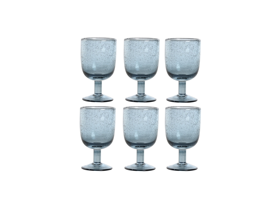 Conjunto de 6 Copos de Cristal, 300ml, Bolhas Azuis, 8x8x14cm ALEXANDRA HOUSE LIVING
