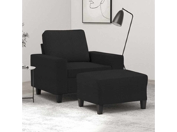 Vidaxl Poltrona Com Apoio De Pés 60 Cm Tecido Preto