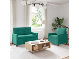 Vidaxl Conjunto De Sofás 2 Pcs Turquesa Veludo