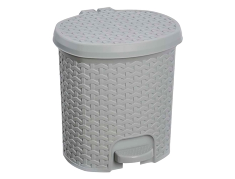 Caixote Do Lixo KEEEPER 5 5L com Tampa Rattán Cinza Nórdico