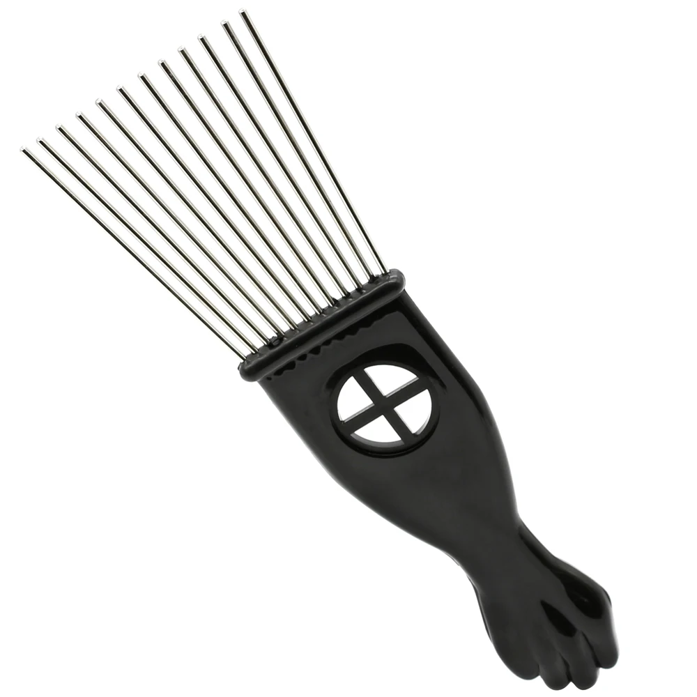 Pacote com 1 Pente Garfo Africano de Aço Inoxidável com Dentes Largos e Agulhas Metálicas MDUG (estilo 6)