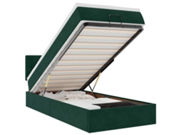 Estrutura de Cama Otomana com Colchão Veludo Verde Escuro MAISON EXCLUSIVE