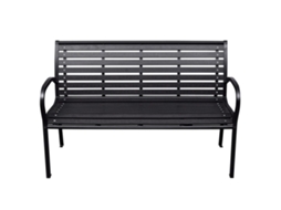 Banco De Jardim | Banco Exterior 116 Cm Aço E Wpc Preto Lovely Home