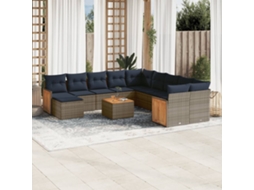 Vidaxl Conjunto De Sofá De Jardim Com 12 Peças E Almofadas Em Rattan Sintético Cinza