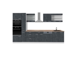 Linha de cozinha R-Line, 350 cm PT Carvalho, concreto preto/branco, Vicco