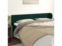 Vidaxl Cabeceira De Cama C/ Abas Veludo 203x23x78/88cm Verde-escuro