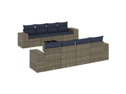 Conjunto de Sofá de Jardim, 9 Peças, Almofadas, Rattan Cinza MAISON EXCLUSIVE