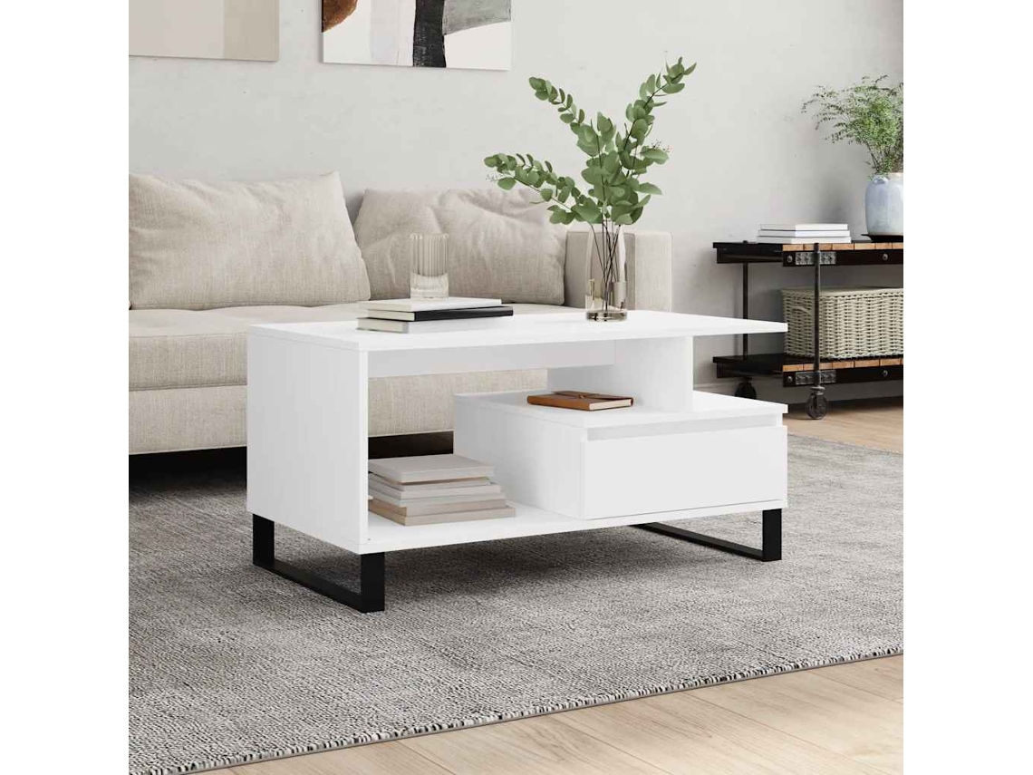 Vidaxl Mesa De Centro 90x49x45 Cm Derivados De Madeira Branco