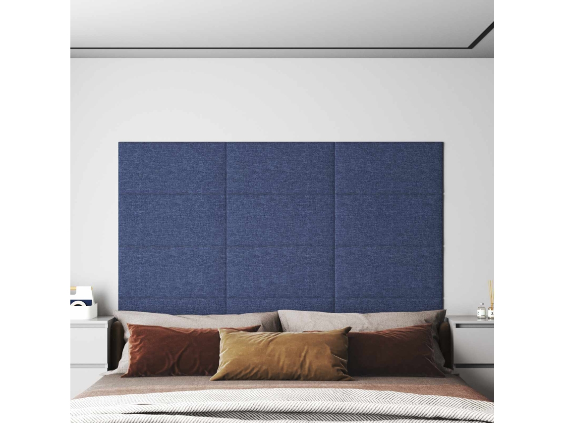 Vidaxl Cabeceira De Parede 12 Pcs 60 X 30 Cm Azul Tecido