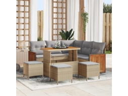 Vidaxl Conjunto De Sofá De Jardim 9 Pcs Bege E Cinza Claro Vime Pe