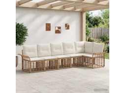 Vidaxl Conjunto De Sofás Para Exterior 6 Pcs Natural E Branco Creme