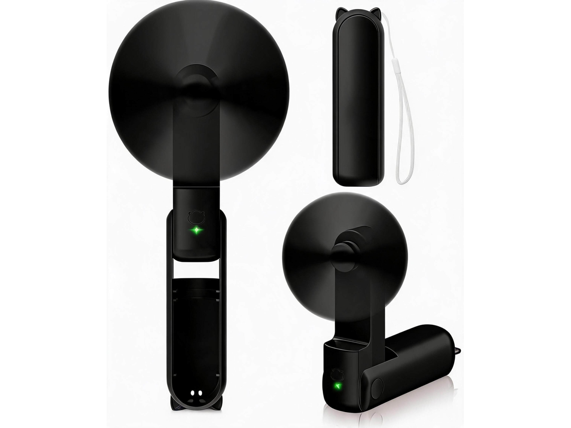 Mini Ventilador de Mão HENTEN HOME 2 em 1, bateria externa, compacto, preto