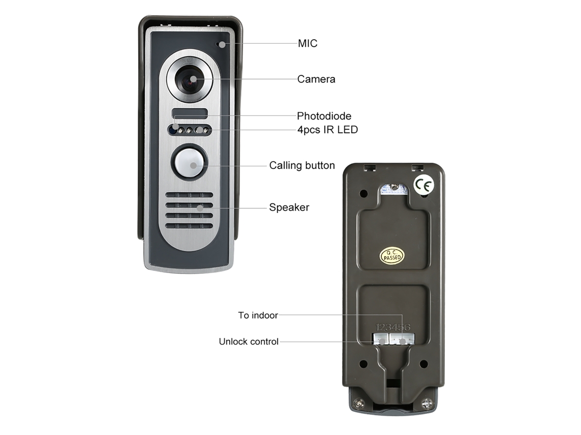 Kit Interfone Portão com 2 Monitores e Câmera Noturna Owsoo