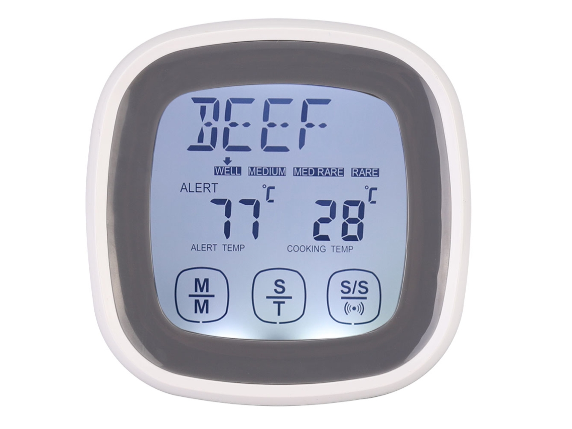 Termômetro Digital AQUAFORGE com Tela Sensível ao Toque, Temporizador e Sonda Carne