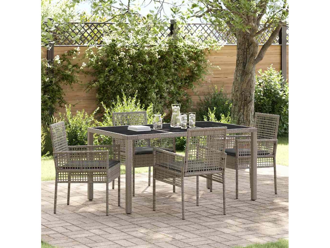 Vidaxl Conjunto De Jantar Para Jardim 5 Unid. Cinzeto Vime Pe