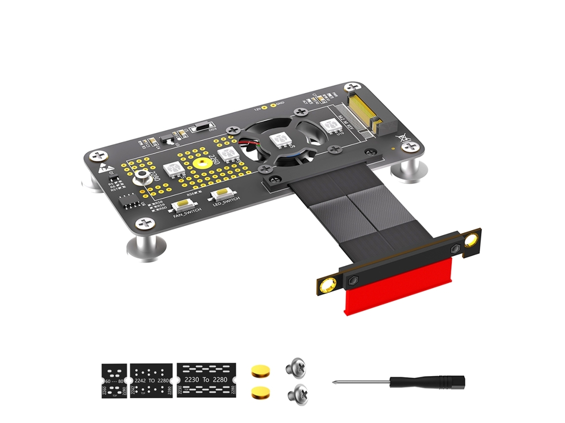Cabo Extensor M.2 Ngff Nvme Key M De 5,0 Cm Para Pcie 4x Com Almofada Magnética Aquaforge