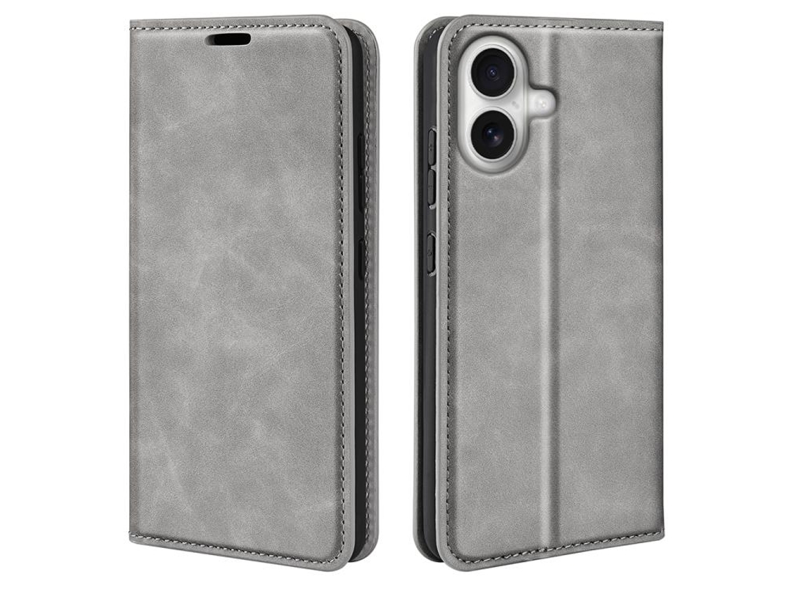 Capa Para Iphone 17 Em Couro Com Design Retrô E Fecho Magnético.