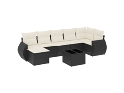 Maison Exclusive - 8 Pcs Conjunto Sofás De Jardim Com Almofadões Vime Pe Preto