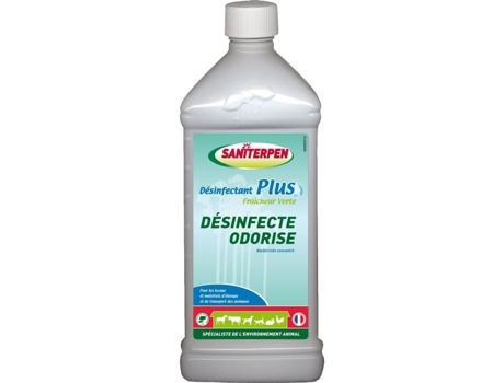 Saniterpen Plus 1L Green Freshness Desinfetante Bactericida, Perfume Pin Dos Landes, Tolerado por Animais