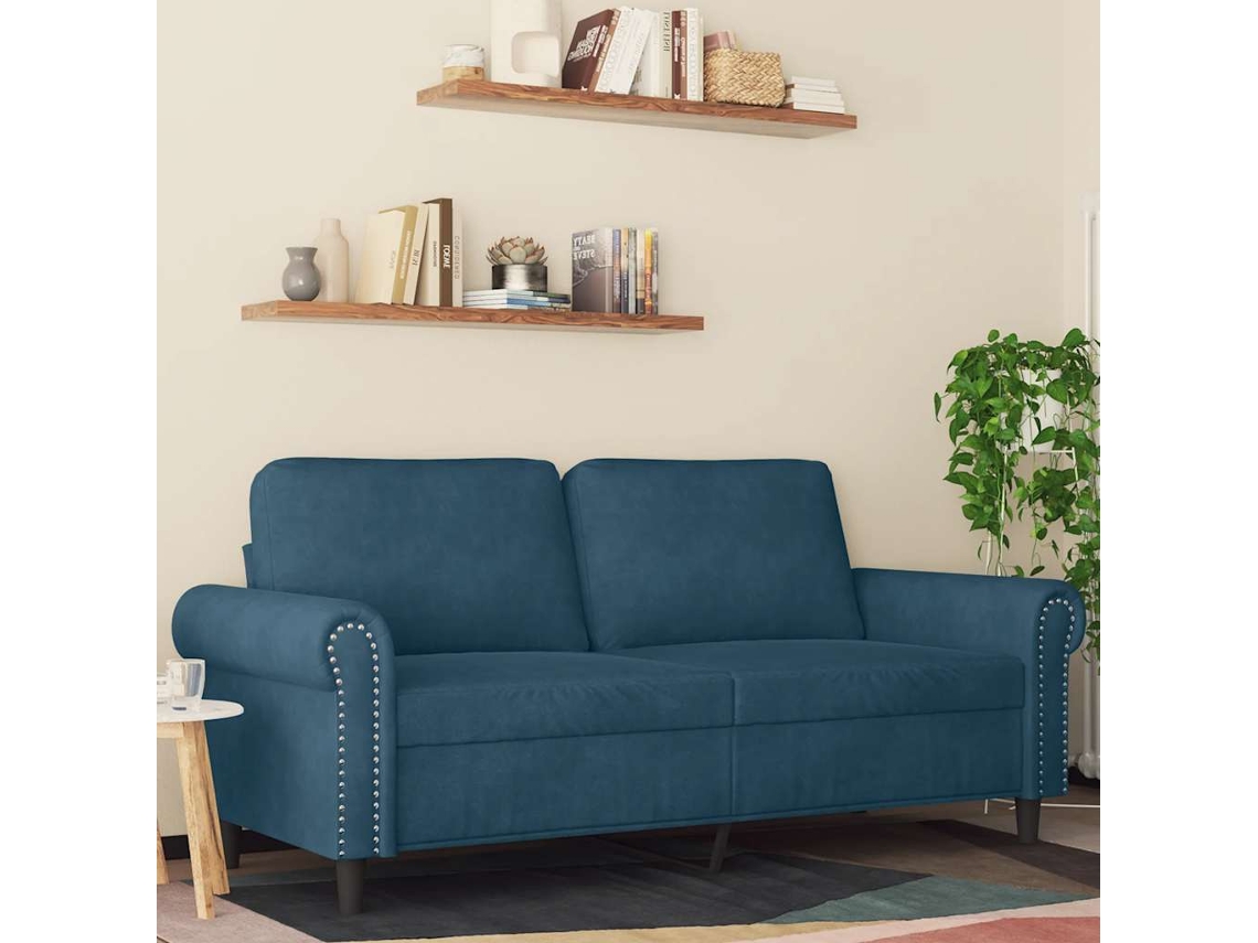 Vidaxl Sofá De 2 Lugares Veludo 140 Cm Azul