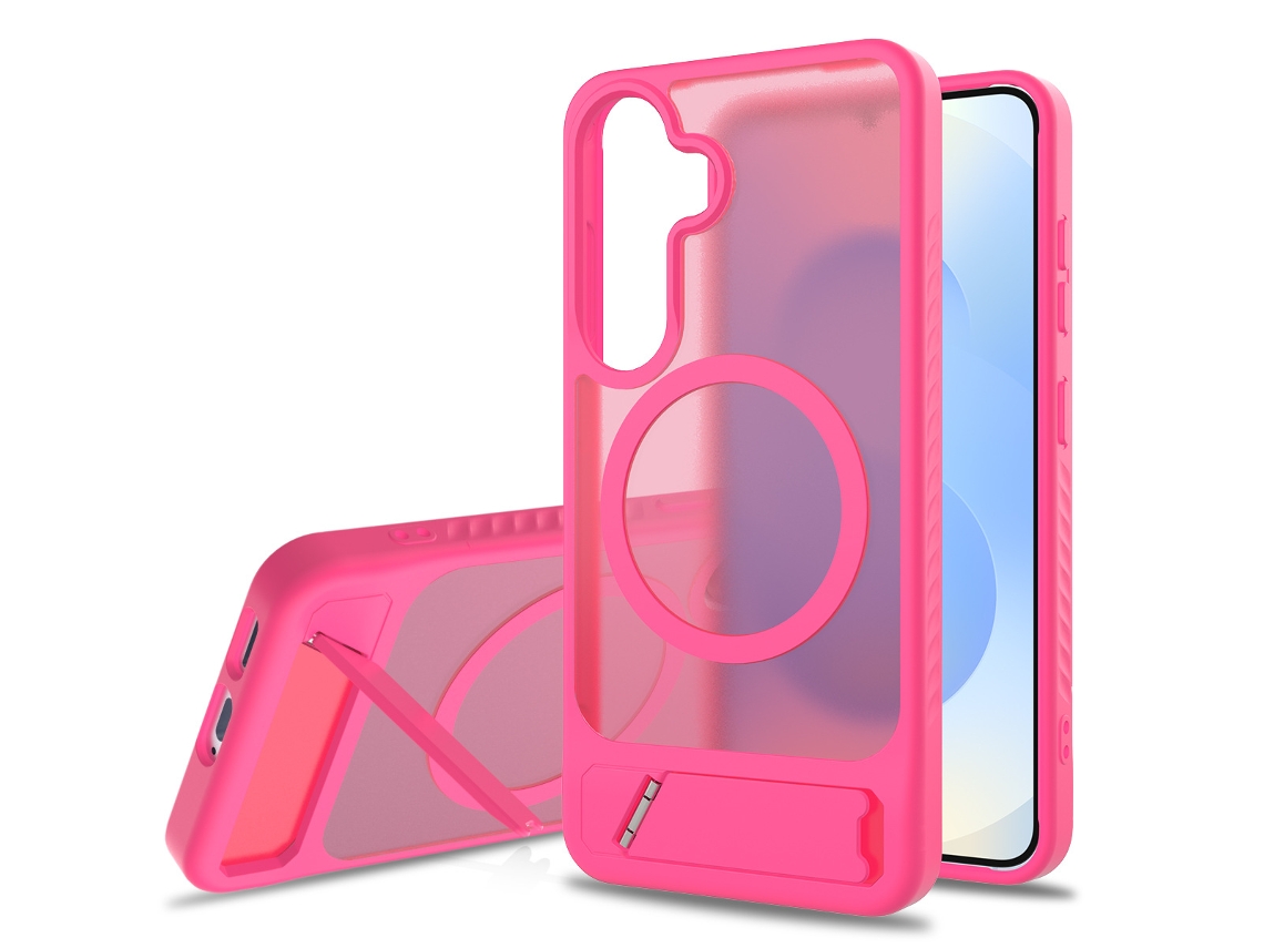 Capa Magnética Para Celular Samsung Com Suporte 2 Em 1, Resistente A Quedas E Não Irrita A Pele.rosa Vermelho, S26