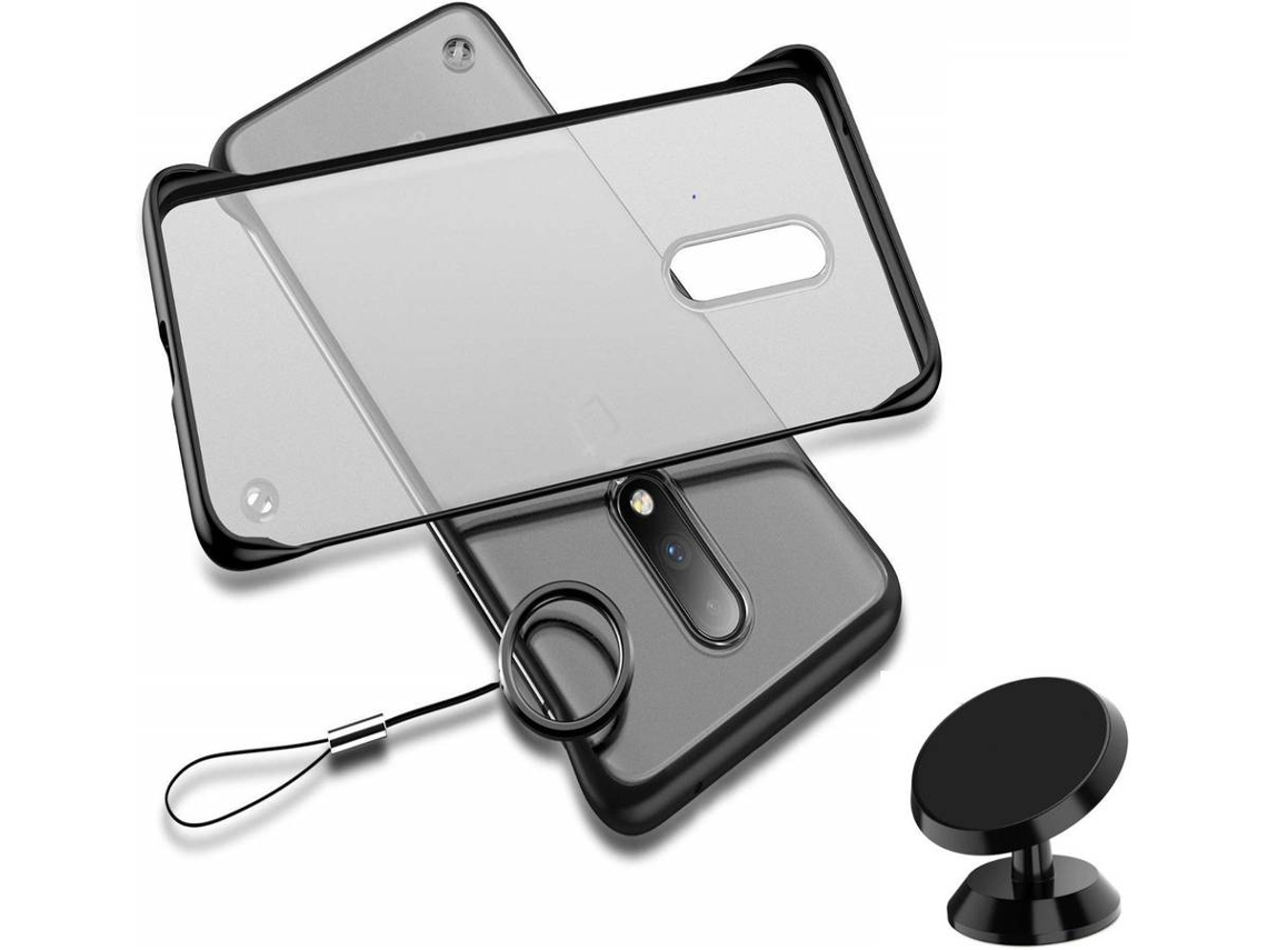 Kit Capa e Suporte Magnético Honor 8X Bumper Preto e Transparente