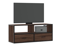 Vidaxl Móvel P/tv 100x31x39,5cm Deriv. Madeira/metal Carvalho Castanho