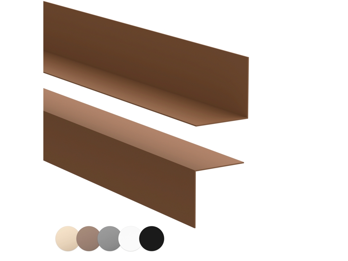 Rodapé Pvc 15x15 Mm Rígido Resistente Uv, 200 Cm, Castanho